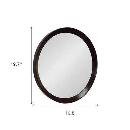 20" Dark Brown Round Wood Framed Accent Mirror HomeRoots