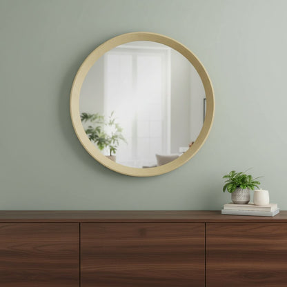 20" Cream Round Wood Framed Accent Mirror HomeRoots