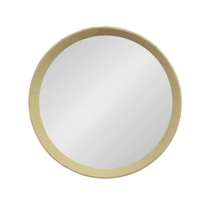 20" Cream Round Wood Framed Accent Mirror HomeRoots