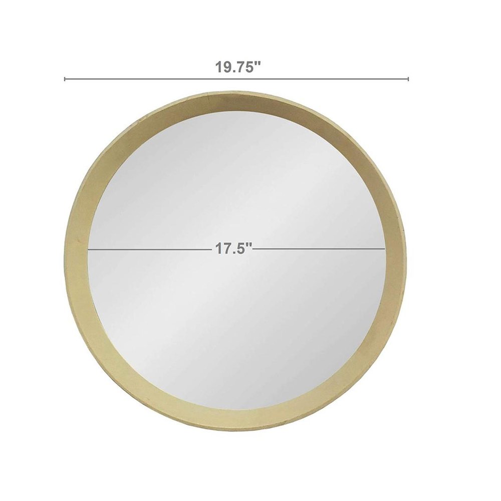20" Cream Round Wood Framed Accent Mirror HomeRoots
