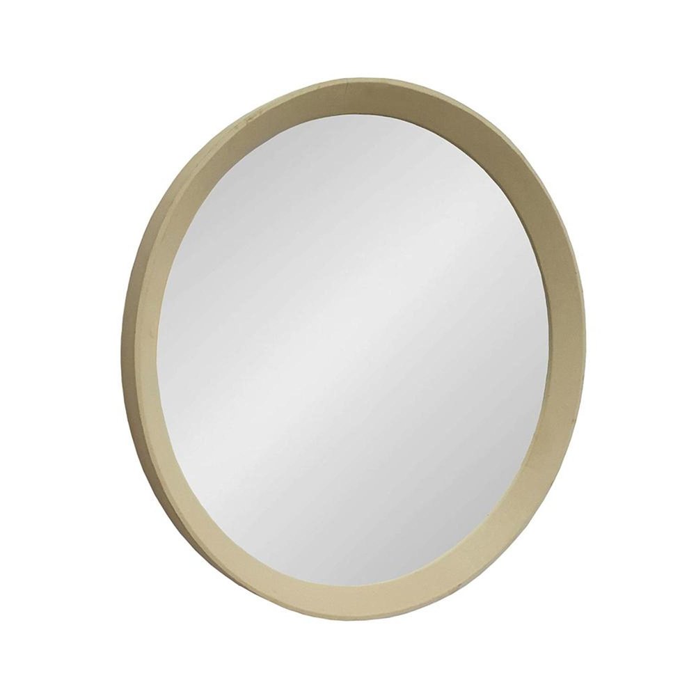 20" Cream Round Wood Framed Accent Mirror HomeRoots