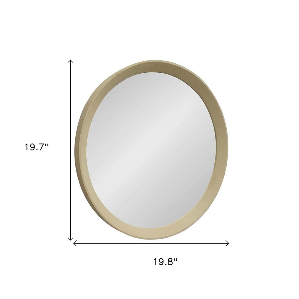 20" Cream Round Wood Framed Accent Mirror HomeRoots