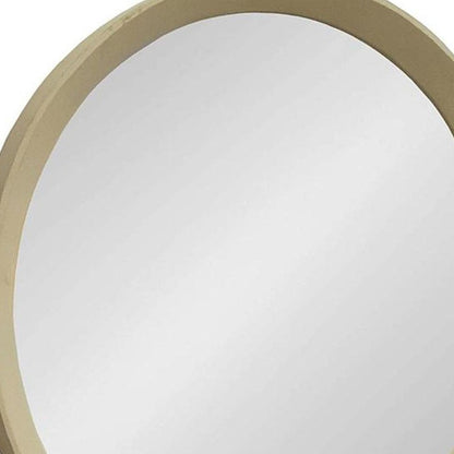 20" Cream Round Wood Framed Accent Mirror HomeRoots