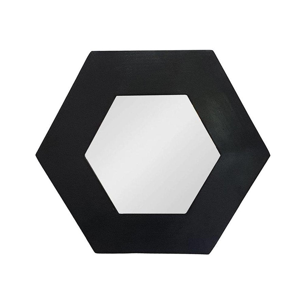 19" Black Hexagon Wood Framed Accent Mirror HomeRoots