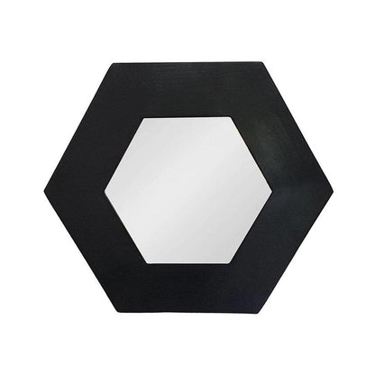 19" Black Hexagon Wood Framed Accent Mirror HomeRoots