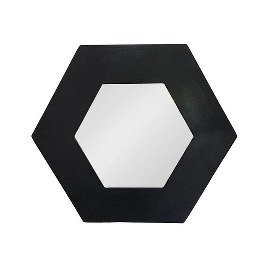 19" Black Hexagon Wood Framed Accent Mirror HomeRoots