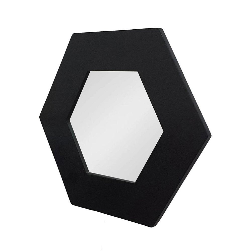 19" Black Hexagon Wood Framed Accent Mirror HomeRoots