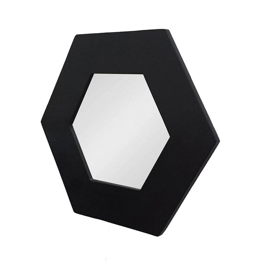 19" Black Hexagon Wood Framed Accent Mirror HomeRoots