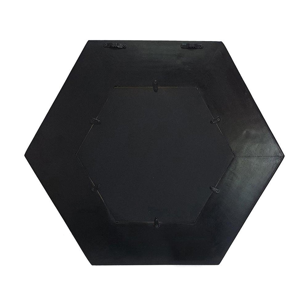 19" Black Hexagon Wood Framed Accent Mirror HomeRoots
