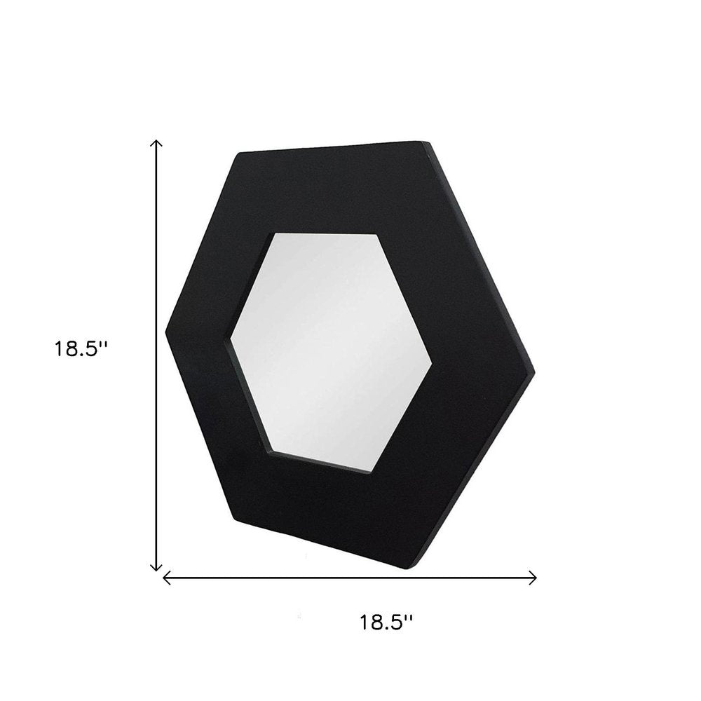 19" Black Hexagon Wood Framed Accent Mirror HomeRoots