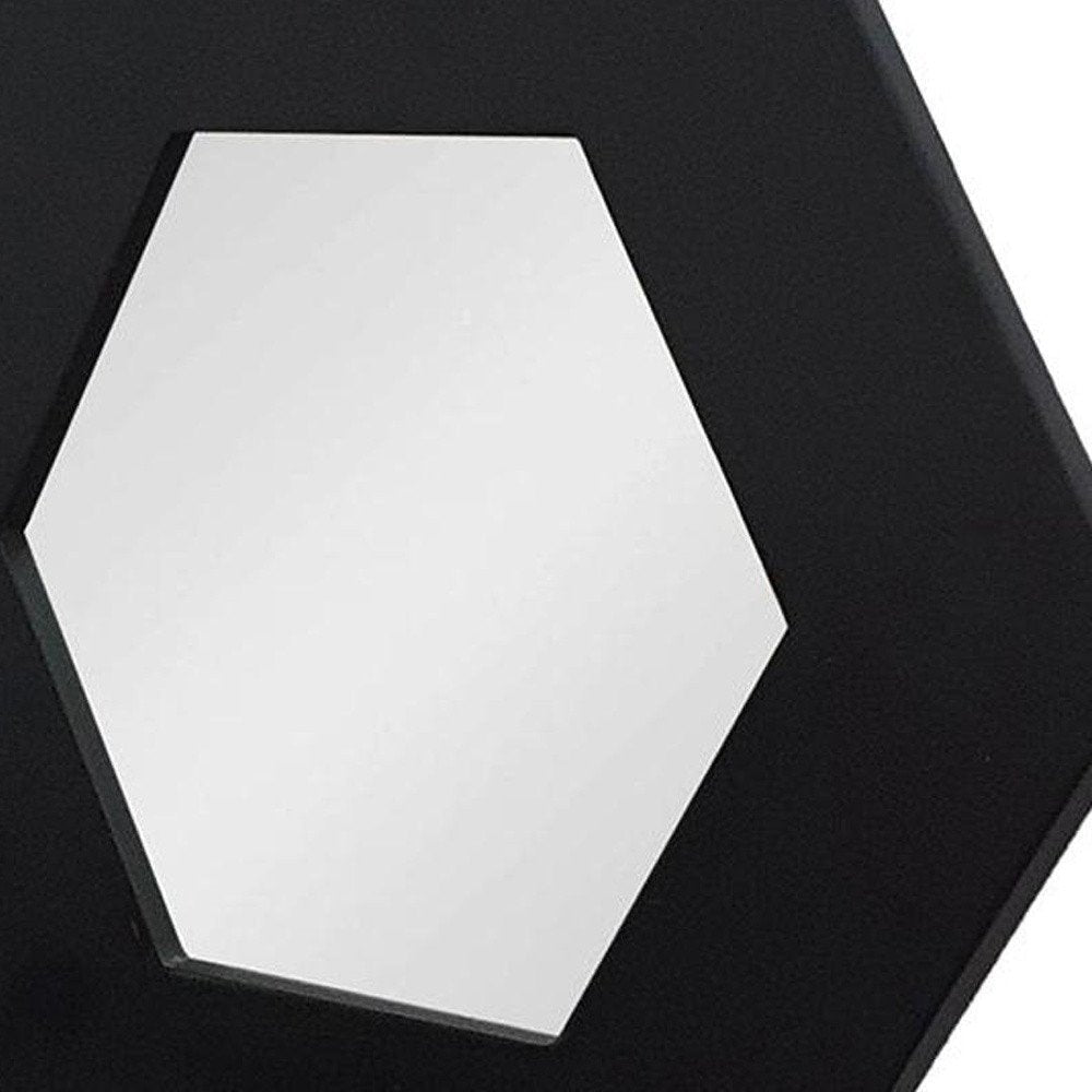 19" Black Hexagon Wood Framed Accent Mirror HomeRoots
