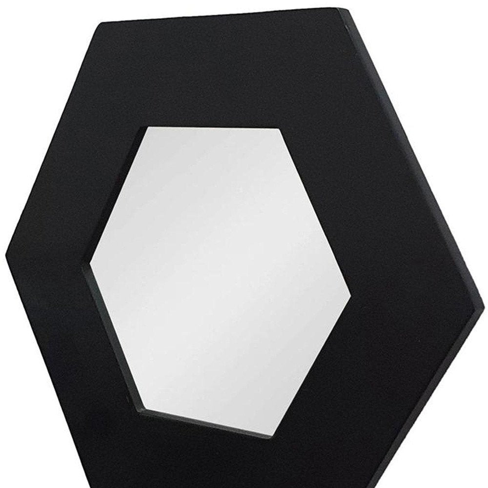 19" Black Hexagon Wood Framed Accent Mirror HomeRoots