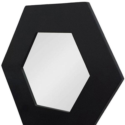 19" Black Hexagon Wood Framed Accent Mirror HomeRoots