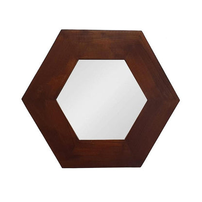 19" Dark Brown Hexagon Solid Wood Framed Accent Mirror HomeRoots