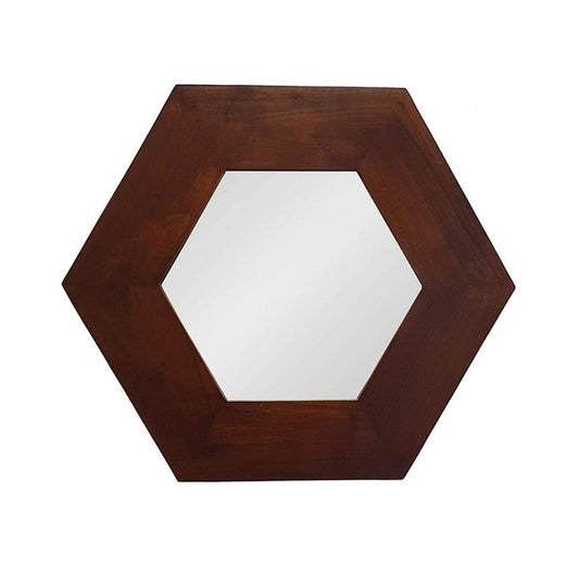19" Dark Brown Hexagon Solid Wood Framed Accent Mirror HomeRoots