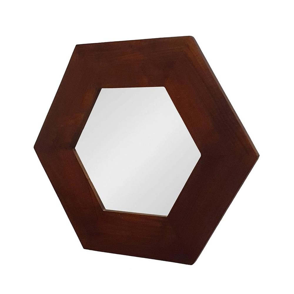 19" Dark Brown Hexagon Solid Wood Framed Accent Mirror HomeRoots