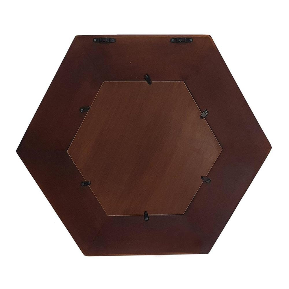 19" Dark Brown Hexagon Solid Wood Framed Accent Mirror HomeRoots