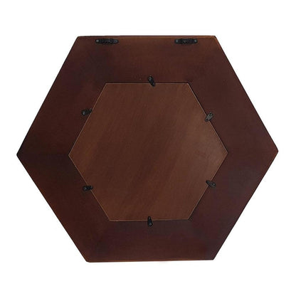 19" Dark Brown Hexagon Solid Wood Framed Accent Mirror HomeRoots
