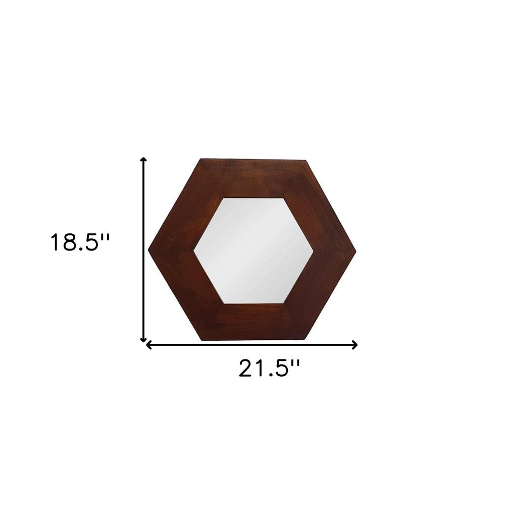 19" Dark Brown Hexagon Solid Wood Framed Accent Mirror HomeRoots
