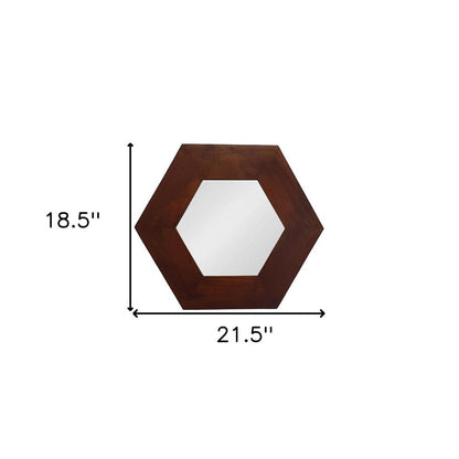 19" Dark Brown Hexagon Solid Wood Framed Accent Mirror HomeRoots