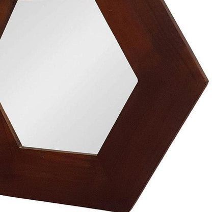 19" Dark Brown Hexagon Solid Wood Framed Accent Mirror HomeRoots