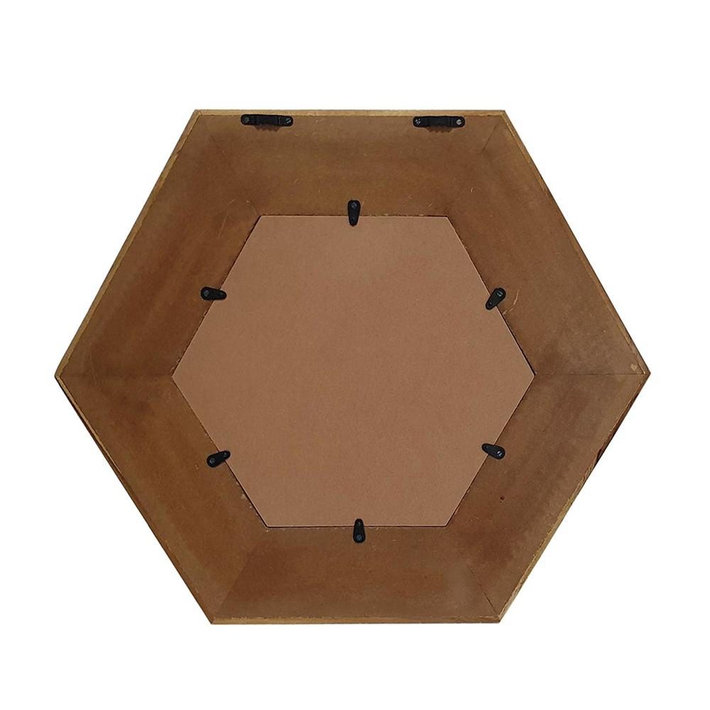 19" Natural Hexagon Solid Wood Framed Accent Mirror HomeRoots