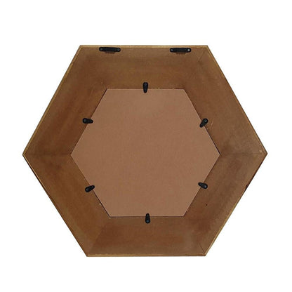 19" Natural Hexagon Solid Wood Framed Accent Mirror HomeRoots