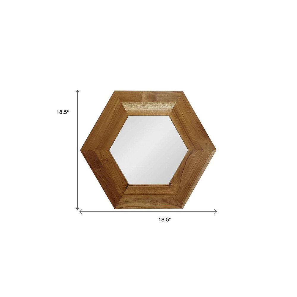 19" Natural Hexagon Solid Wood Framed Accent Mirror HomeRoots
