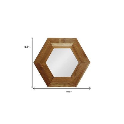 19" Natural Hexagon Solid Wood Framed Accent Mirror HomeRoots