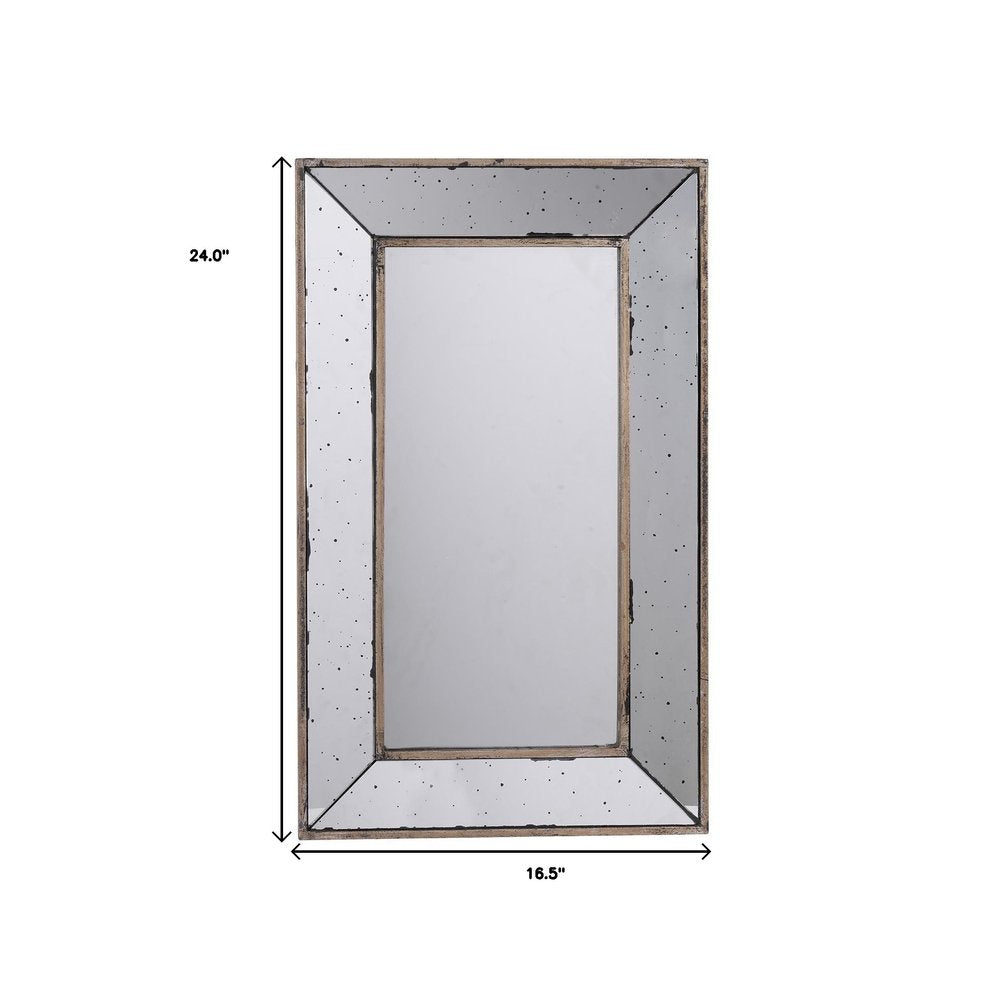 24" Silver Framed Antiqued Accent Mirror HomeRoots