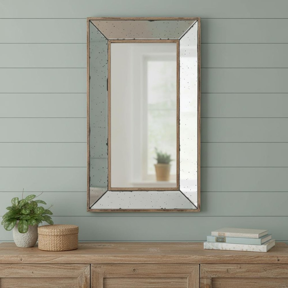24" Silver Framed Antiqued Accent Mirror HomeRoots