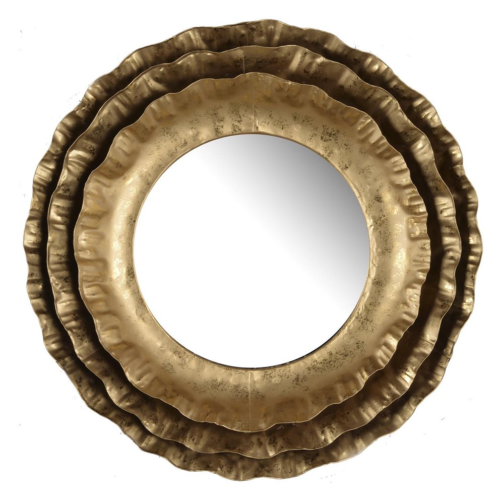 16" Gold Round Iron Framed Accent Mirror HomeRoots