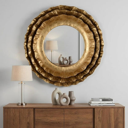 16" Gold Round Iron Framed Accent Mirror HomeRoots