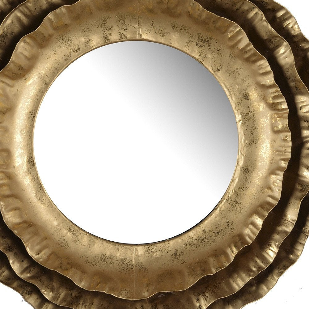 16" Gold Round Iron Framed Accent Mirror HomeRoots