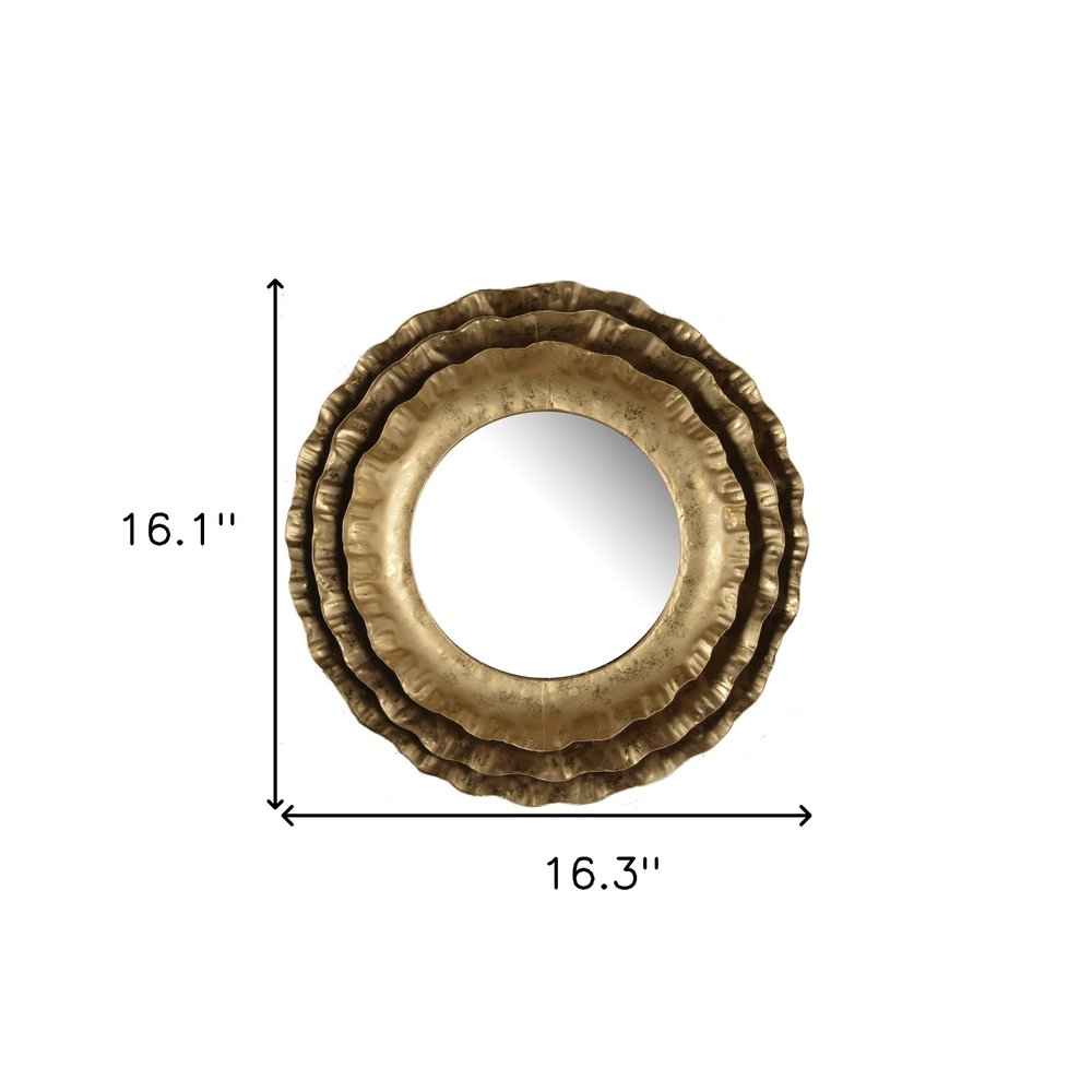 16" Gold Round Iron Framed Accent Mirror HomeRoots