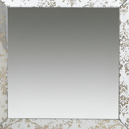 15" Brown Square Framed Antiqued Damask Accent Mirror HomeRoots