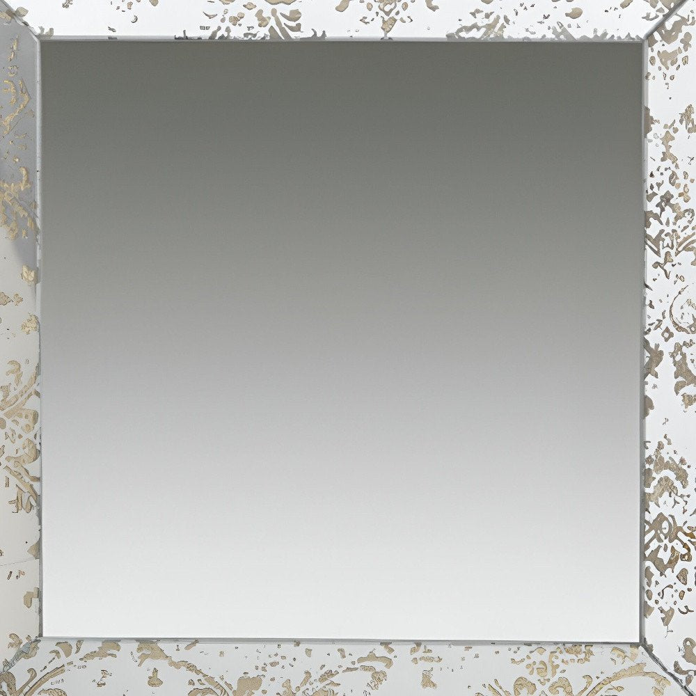 15" Brown Square Framed Antiqued Damask Accent Mirror HomeRoots