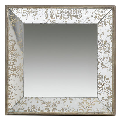 15" Brown Square Framed Antiqued Damask Accent Mirror HomeRoots