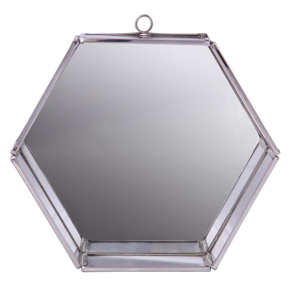 8" Silver Hexagon Steel Framed Accent Mirror HomeRoots