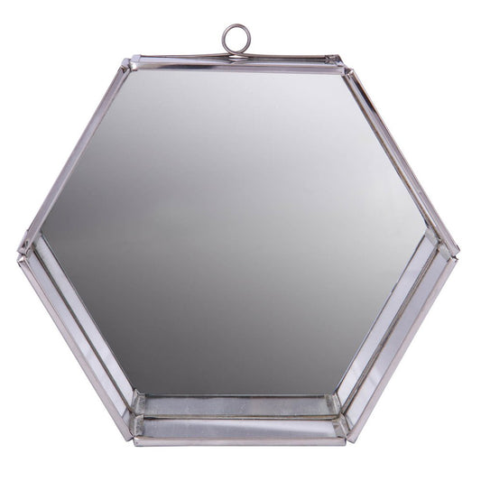 8" Silver Hexagon Steel Framed Accent Mirror HomeRoots