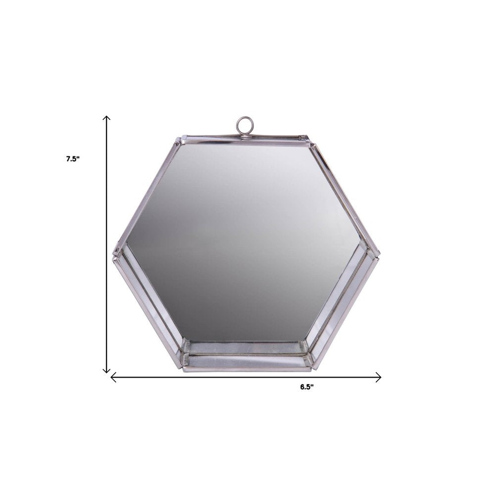 8" Silver Hexagon Steel Framed Accent Mirror HomeRoots