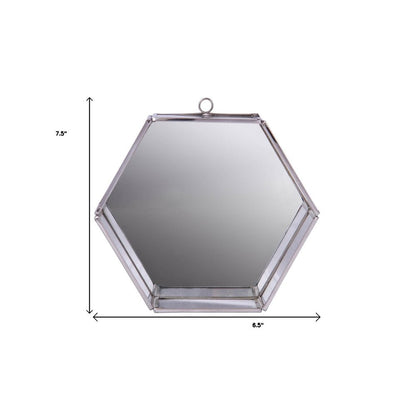 8" Silver Hexagon Steel Framed Accent Mirror HomeRoots