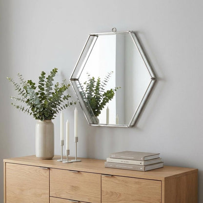 8" Silver Hexagon Steel Framed Accent Mirror HomeRoots