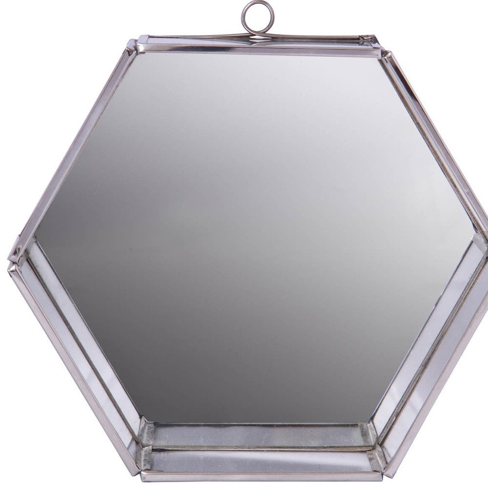 8" Silver Hexagon Steel Framed Accent Mirror HomeRoots