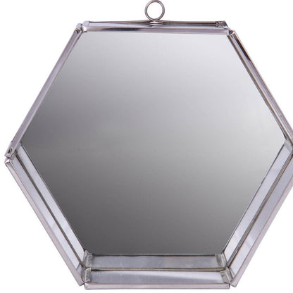 8" Silver Hexagon Steel Framed Accent Mirror HomeRoots