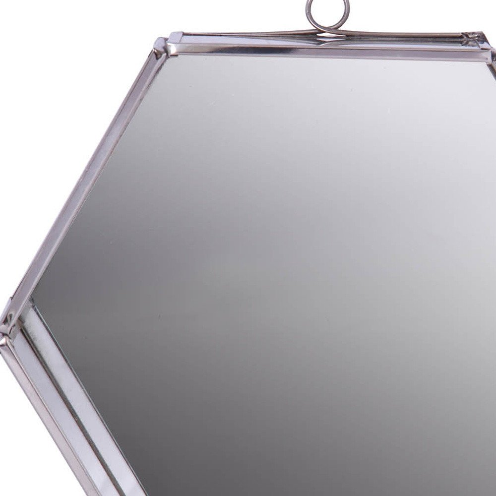 8" Silver Hexagon Steel Framed Accent Mirror HomeRoots