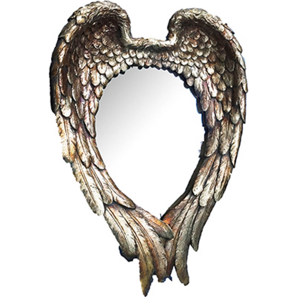 22" Antiqued Gold Heart Resin Framed Accent Mirror HomeRoots
