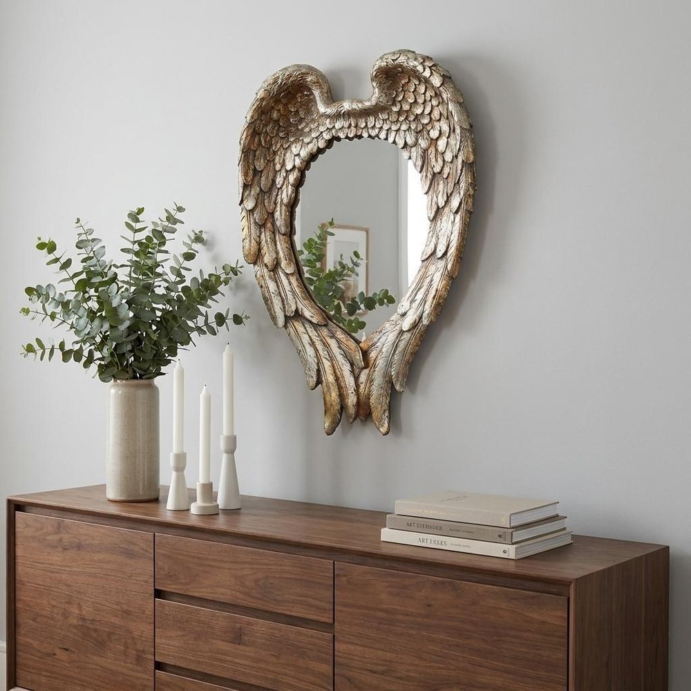 22" Antiqued Gold Heart Resin Framed Accent Mirror HomeRoots