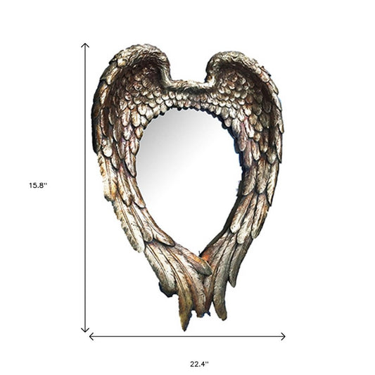 22" Antiqued Gold Heart Resin Framed Accent Mirror HomeRoots