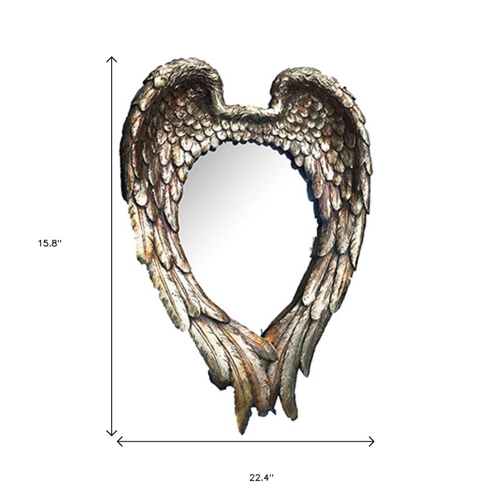 22" Antiqued Gold Heart Resin Framed Accent Mirror HomeRoots